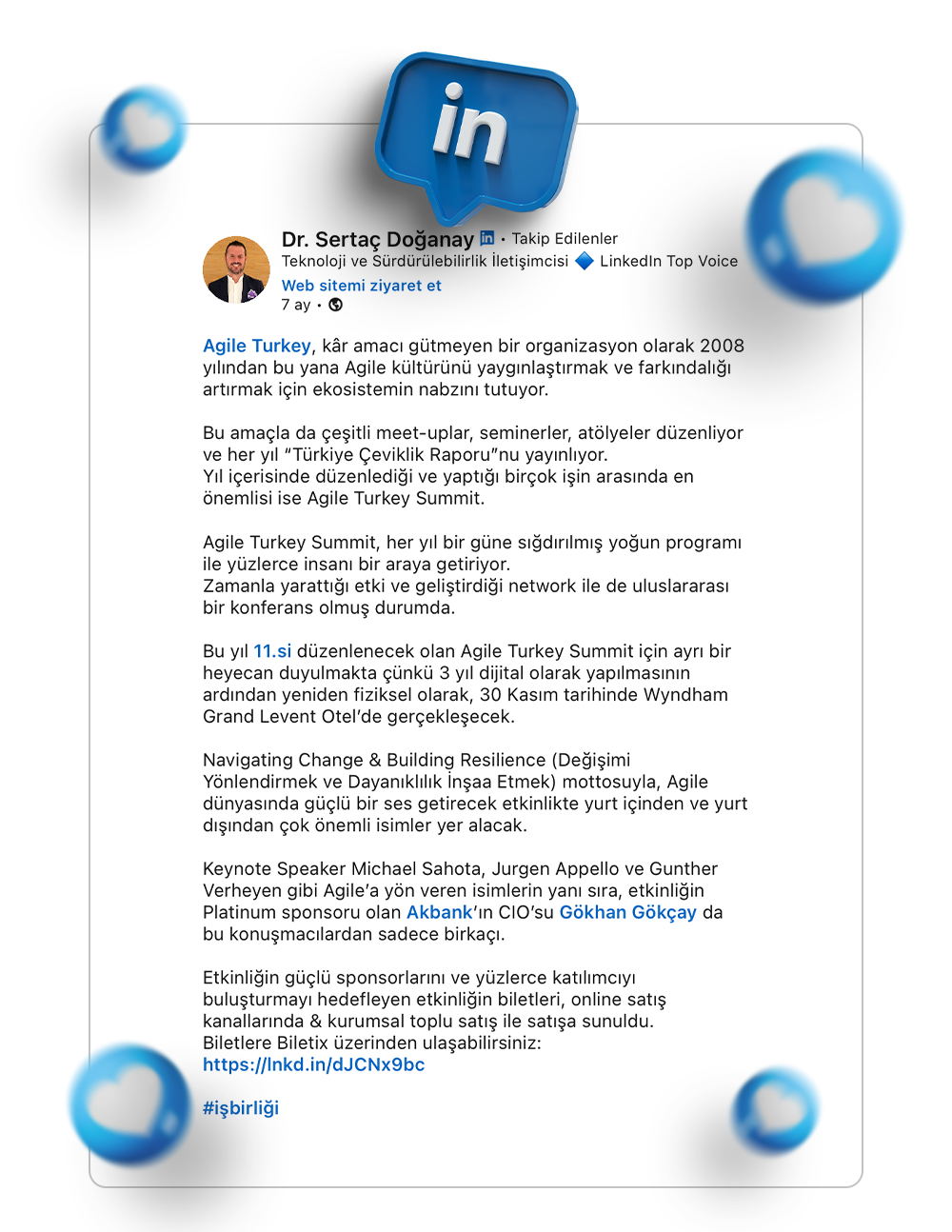 Agile Turkey & Dr. Sertaç Doğanay LinkedIn İş Birliği